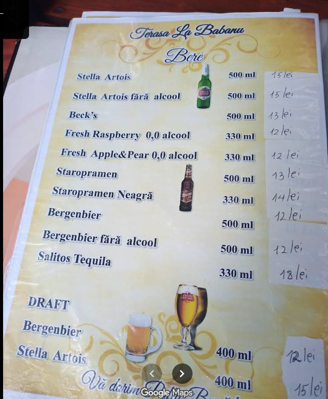 Pagina meniu Terasa La Babanu 1