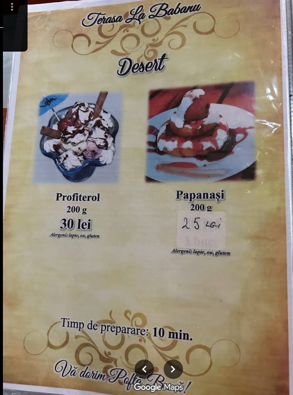 Pagina meniu Terasa La Babanu 12